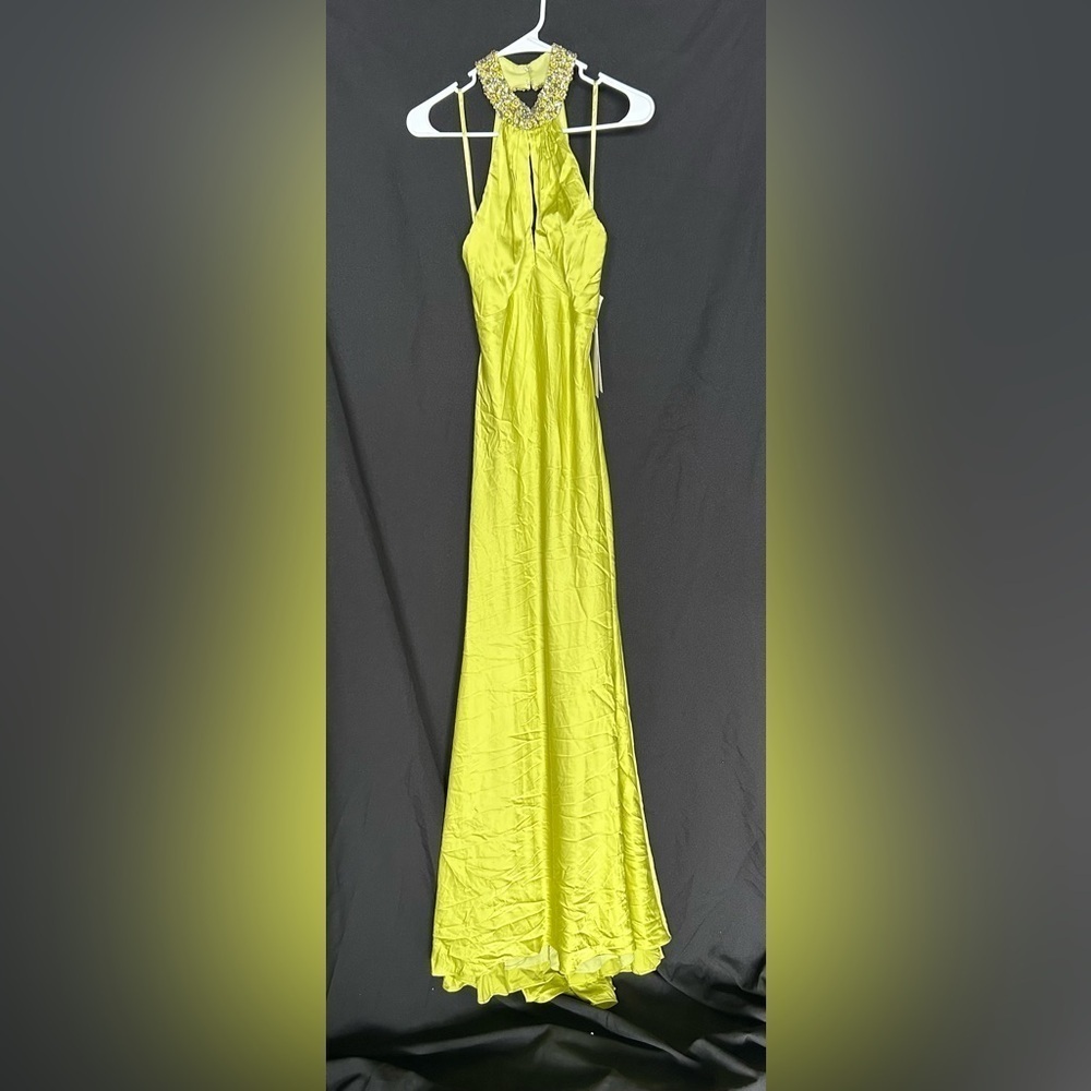 Mac Duggal 68063 NWT Gracious Halter Neckline Mermaid Slit Dress - Picture 6 of 9